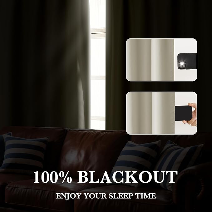 RYB HOME 100% Blackout Basement Curtains 36 inches Long, Heat & UV Blocking | - Image 5