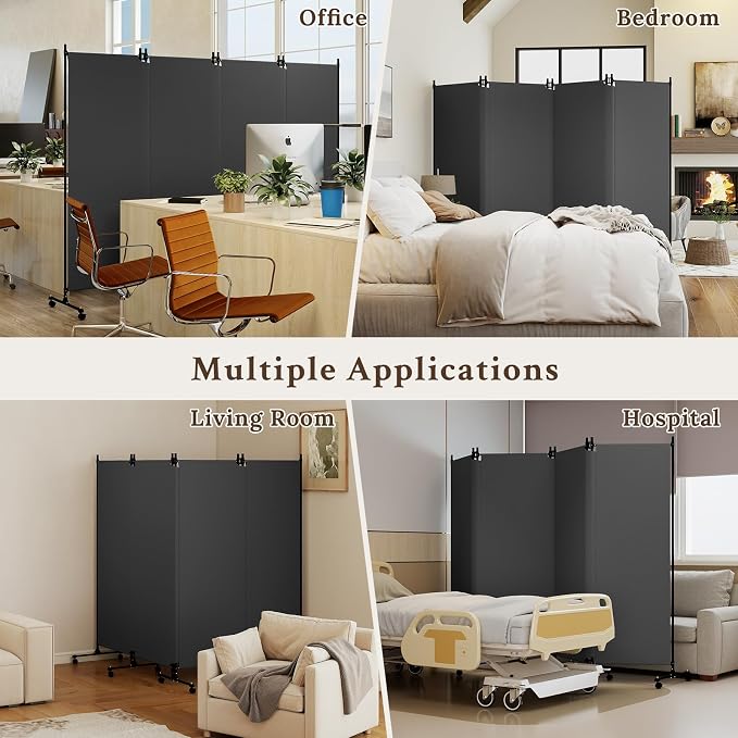 Kokorona 4 Panel Room Divider, 6FT Tall Folding Privacy Screen - Image 7