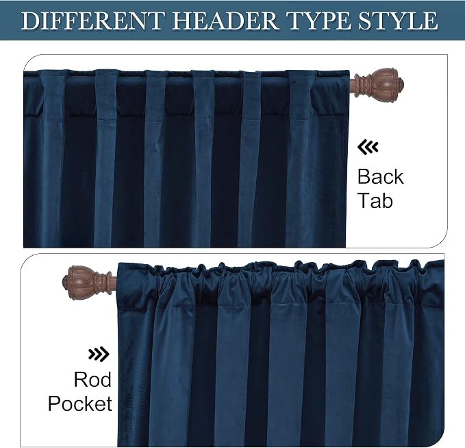 RYB HOME Velvet Curtains 120 inches Long, Extra Long High Ceiling Curtains | - Image 3