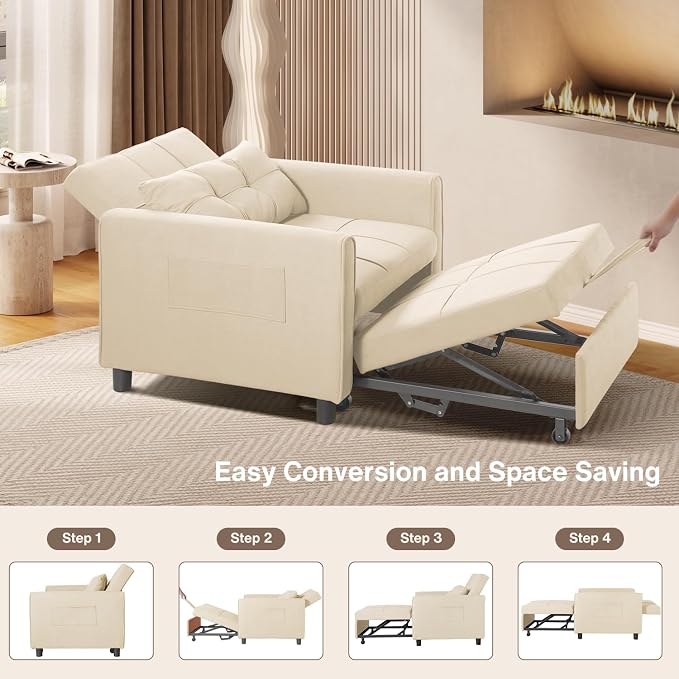 Aiho 3-in-1 Convertible Sleeper Sofa Bed - Image 4
