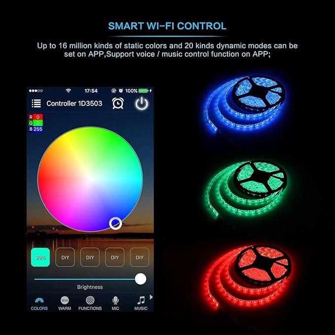 iNextStation Smart RGB WiFi LED Controller 4-Pin Output Compatible with Alexa/Google Home Assistant/IFTTT Android/iOS for SMD 3535 5050 2835 Color Changing LED Strip Lights
