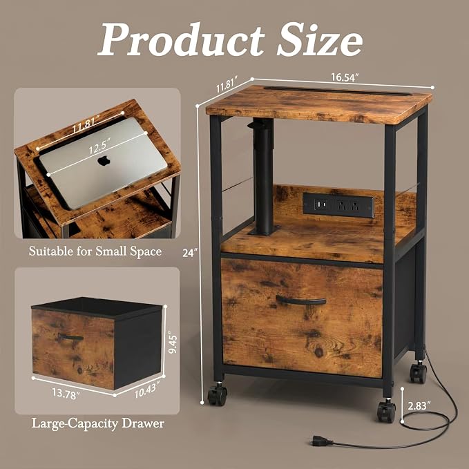 Faesun Swivel Lift Top Nightstand - Image 4