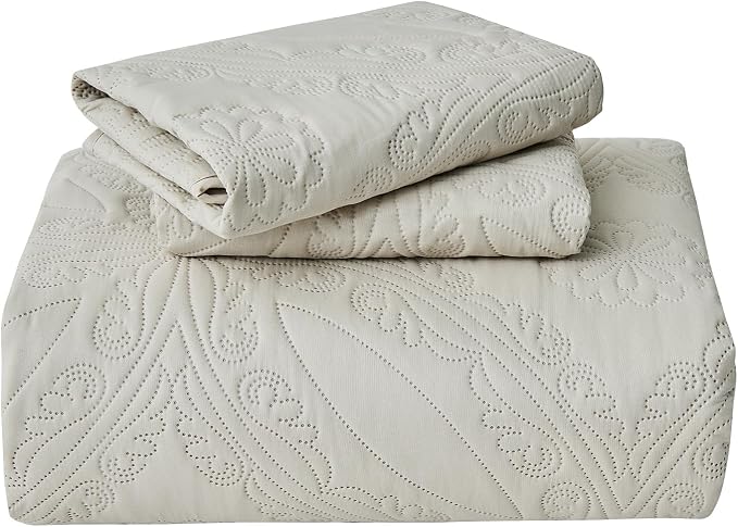 Kingnex Oversized King Bedspreads 128x120 Ultrasonic Quilted Beige | Extra Wide - Image 7