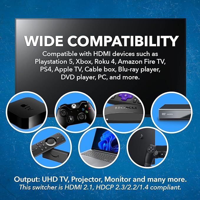 OREI 8K 4x1 HDMI 2.1 Switch 4K @ 120hz Switcher 4 in 1 Out, Support HDR, HDR10, Dolby Vision, HLG 48Gbps for Xbox Series X PS5 Roku Fire TV Monitor Projector Dolby