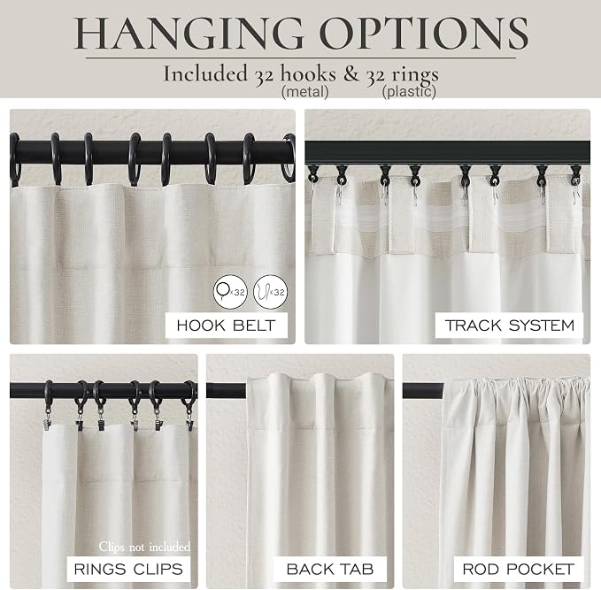 QJmydeco 78 Inch Long Linen Blackout Curtains, 2 Panels Set - Image 5