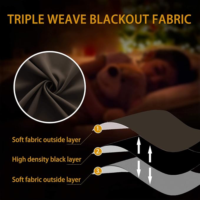 KOUFALL Brown Curtains 84 Inch Length 2 Panels Set Blackout Dark Chocolate - Image 7