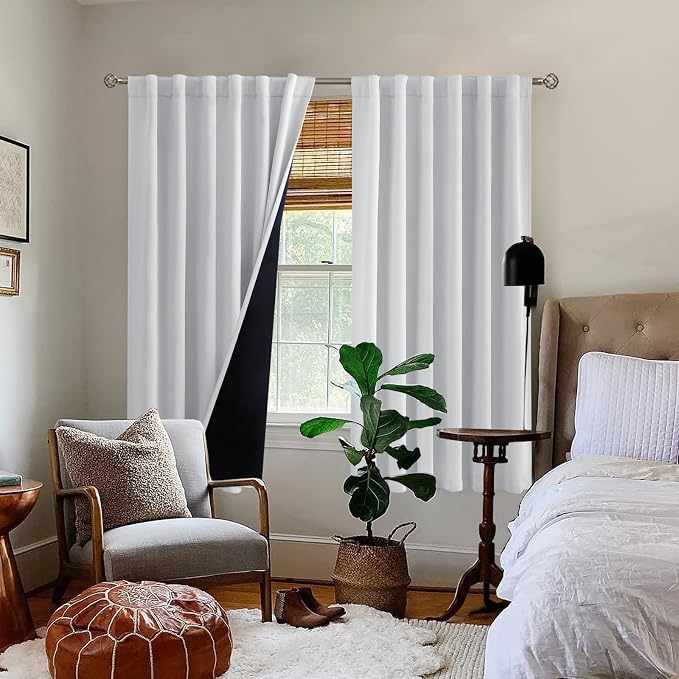 BGment Greyish White 100% Blackout Curtains 63 Inches Long - Image 9