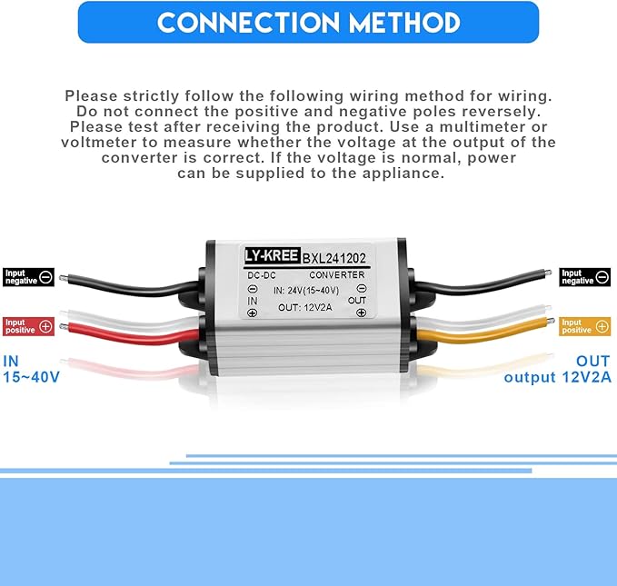 2 Pcs Dc 24v to 12v 2a 24w Step Converter Voltage Reducer Regulator Down Waterproof Dc 24v to 12v Buck Boost Converter for Golf Cart,Accept Dc15-40v Inputs(2 Pieces)
