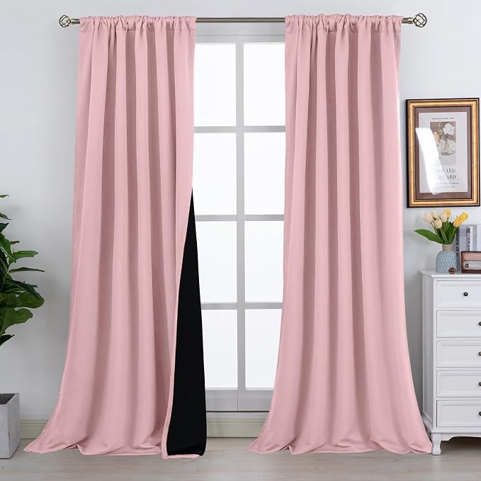 BGment Pink Full Blackout Curtains - Image 2