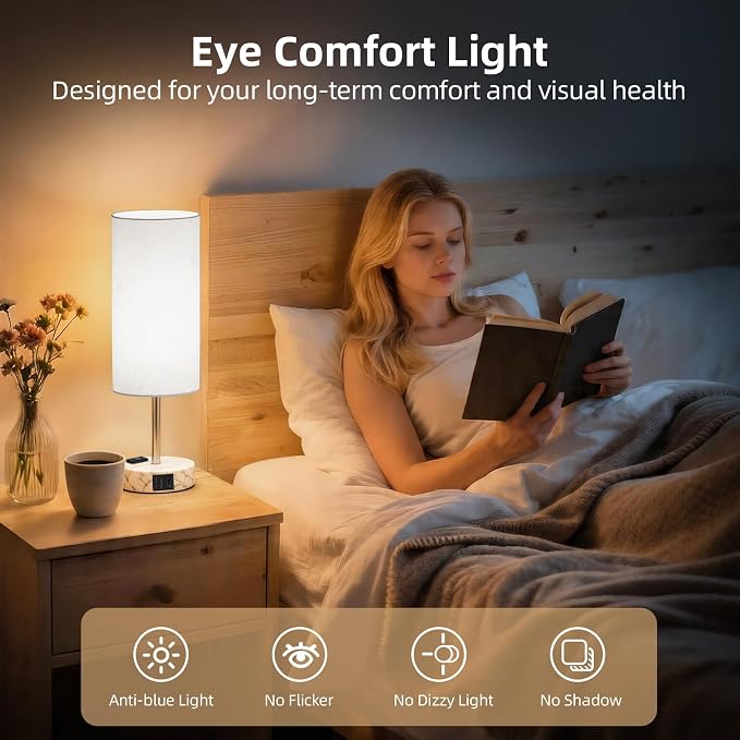 Table Lamp for Nightstand, High-Sensitivity Touch, 3-Level Dimmable Bedside Lamp - Image 5