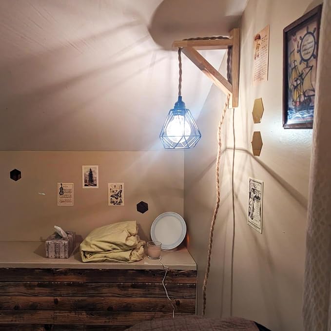 Frideko Plug in Wall Sconce Set of Two, Boho Farmhouse Hanging Wall Lamp - Image 3