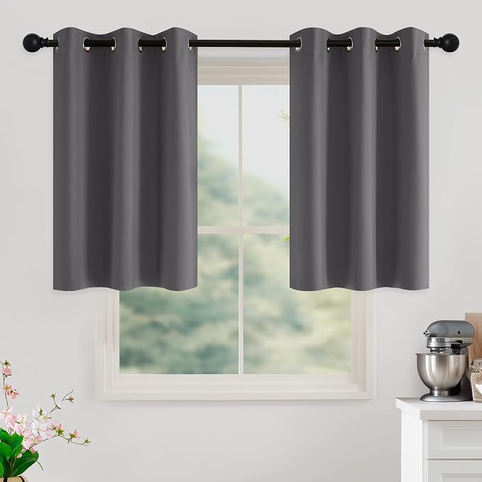 NICETOWN Grey Light Blocking Curtains 36 Inches Long 2 Panels by NICETOWN