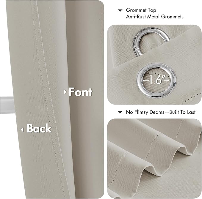 MIULEE Blackout Curtains for Bedroom 2 Panels 40 x 84 Inch Long Natural | - Image 4