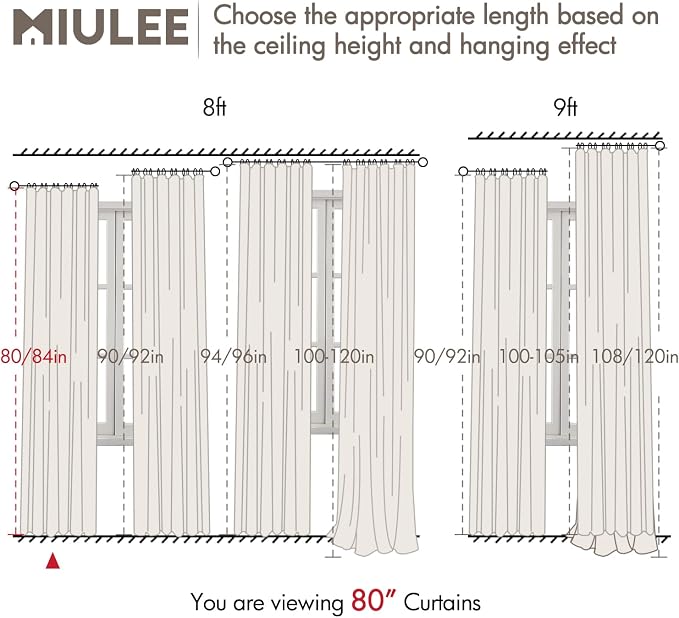 MIULEE 100% Blackout Back Tab Pleat Linen Curtains 50" Wx80 L, Birch | 2 Panels - Image 7