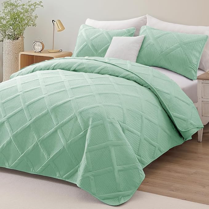 Exclusivo Mezcla Quilt King Size, Light Green | Soft Bedspreads - Image 2
