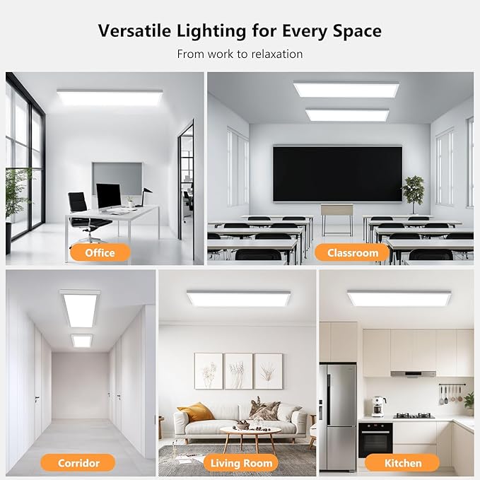 AIKVSXER 24 Pack 1x4 LED Flat Panel Light, 50W 5500LM Surface Mount Ceiling Fixture, 3CCT (3000K/4000K/5000K), Ultra-Thin 48In, 10-100% Triac Dimmable for Kitchen, Garage, Office, Basement