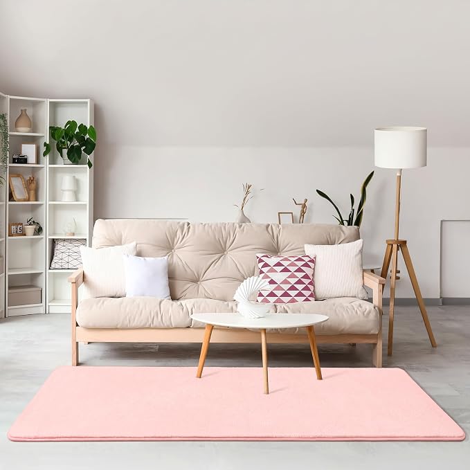Modern Soft Hallway Runner Rug, 2x6 Feet Pink Washable Runner Rugs | Fluffy - Image 7