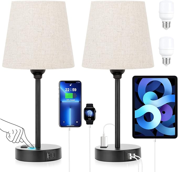Bedside Table Lamps Set 2 for Bedroom - Image 9