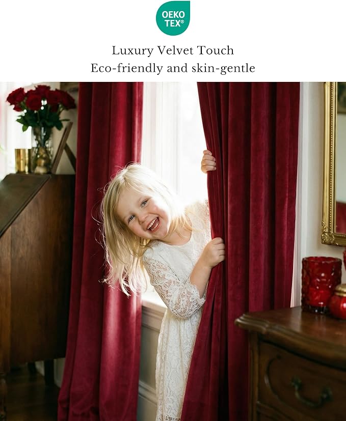 Burgundy Red Theater Curtains 108 inches 2 Panels, Christmas Decor | Heavy Soft - Image 6