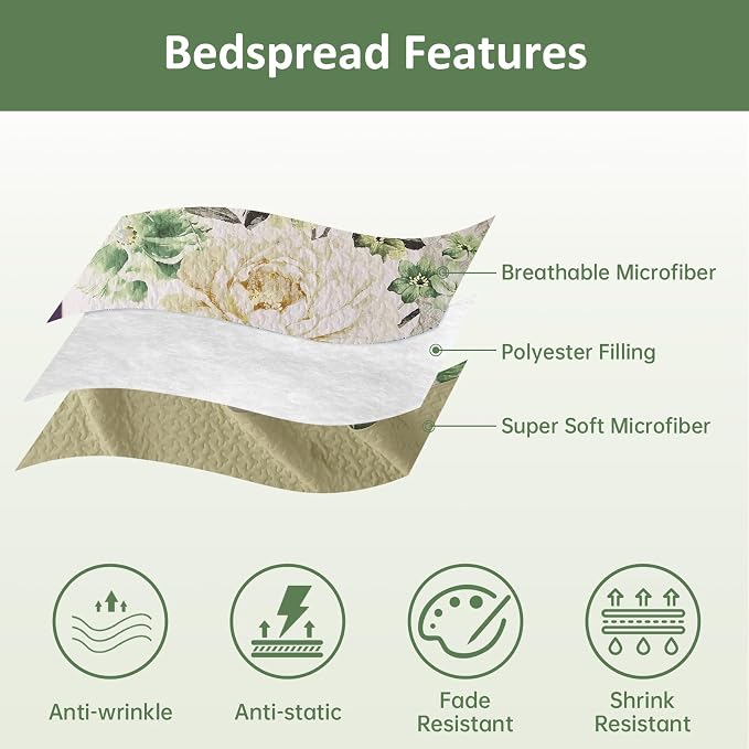WONGS BEDDING Quilt Queen Size, Soft Microfiber Lightweight Farmhouse Bed Cover - Image 6