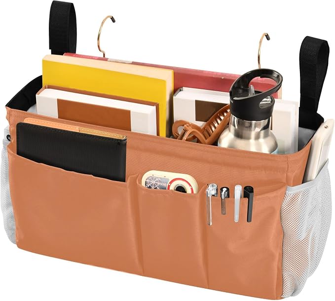 DOMIKING Orange Bedside Caddy for Dorm Bed Recliner Armrest Organizer - Image 3
