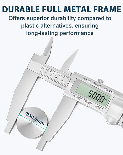 Mxmoonfree 12-Inch Digital Caliper with 4-Inch Jaw Depth, Precision Measuring Tool, Full Metal Frame, Large LCD Screen, Resolution 0.0005"/0.01mm, Ideal for Professionals & Hobbyists