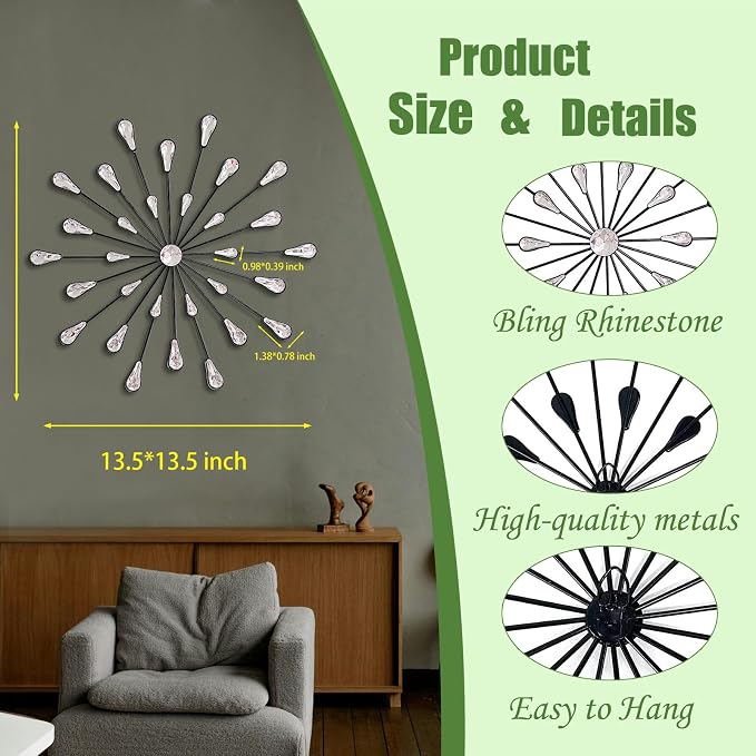 ZEXUIRU 3 Set Black Starburst Wall Art - Image 4