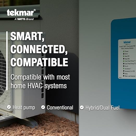 tekmar Invita Wi-Fi Thermostat | 2-Wire, Energy Star Approved, Up to 2-Stage Heat, 2-Stage Cool, Fan & 2 Accessories or Up to 4-Stage Heat, 2-Stage Cool, Fan, Reversing Valve and 1 Accessory | ERV/HRV