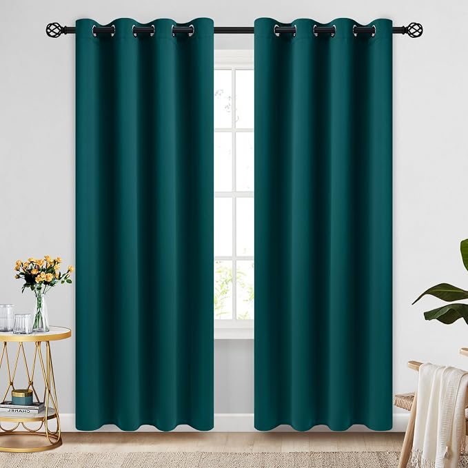 COSVIYA Grommet Room Darkening Dark Teal Curtains 84 inch Long by COSVIYA
