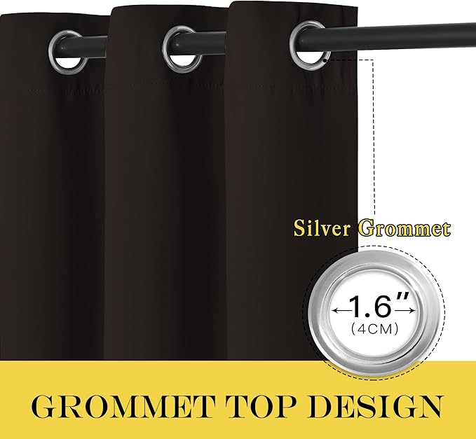 NICETOWN Toffee Brown Blackout Curtains 84 inch Length, Grommet Top Room - Image 6