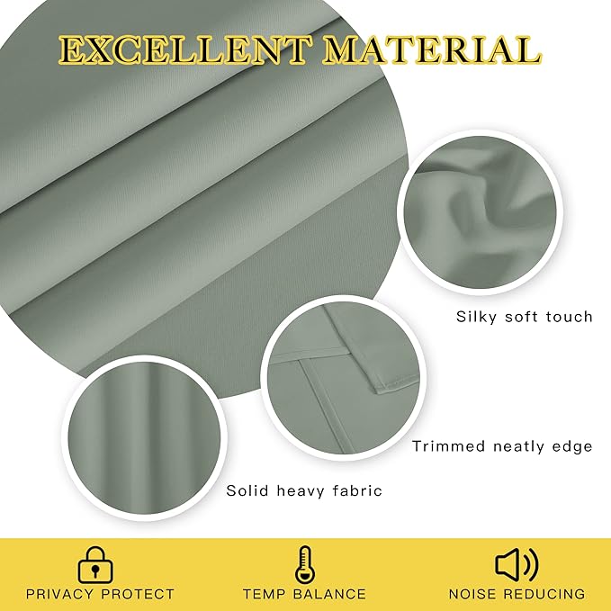 NICETOWN Bedroom Curtain Room Darkening Drapery 102 inches Length - Image 2