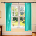 Etherealveil Turquoise Green Pinch Pleated Blackout Curtains 2P 40"x72" | Back by Etherealveil