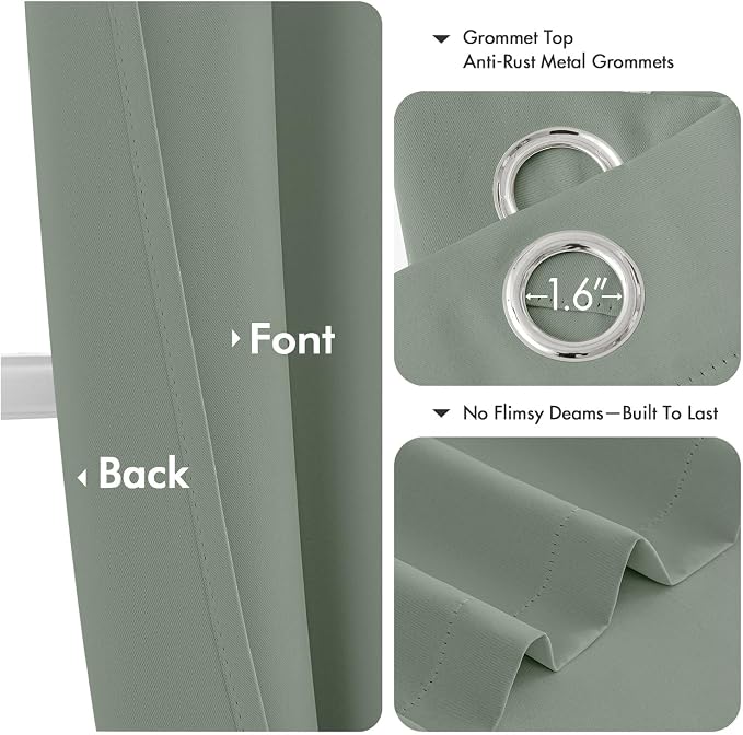MIULEE Blackout Curtains for Bedroom 2 Panels 40 x 63 Inch Long Light Green | - Image 4