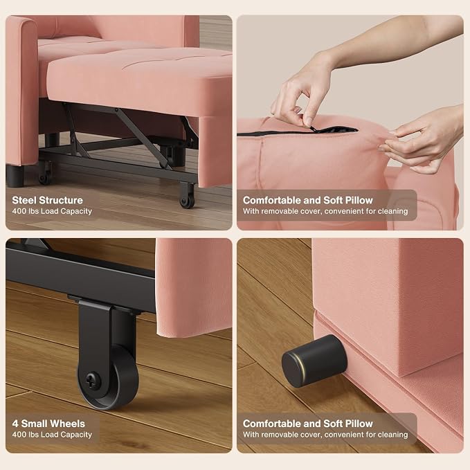 Aiho Convertible Sleeper Chair 3-in-1 Sofa Bed, Dorms and Guest Rooms - Image 7