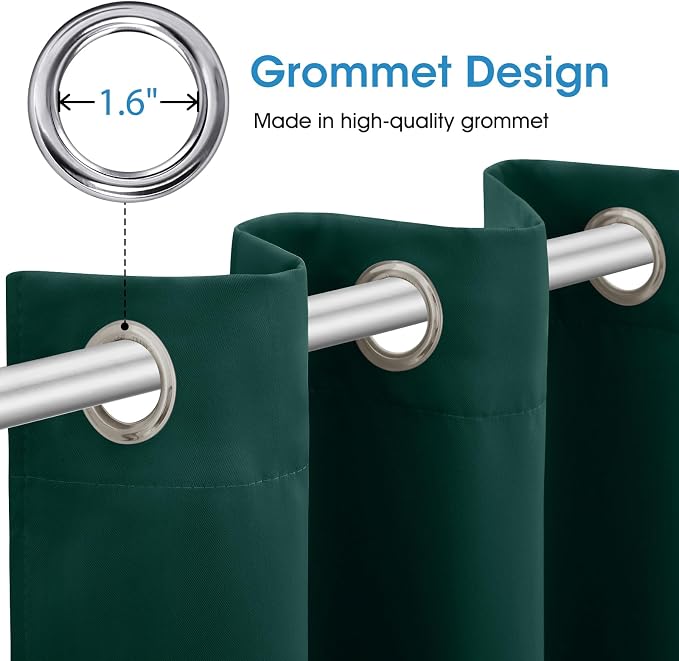 HOMEIDEAS Dark Green Blackout Curtains - Image 4
