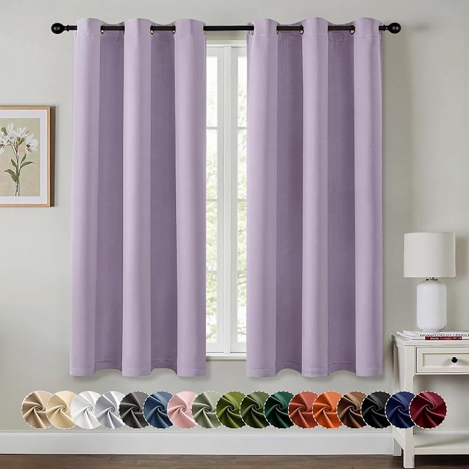 MIULEE Blackout Curtains for Bedroom 2 Panels 40 x 54 Inch Long Lilac | Thermal by MIULEE