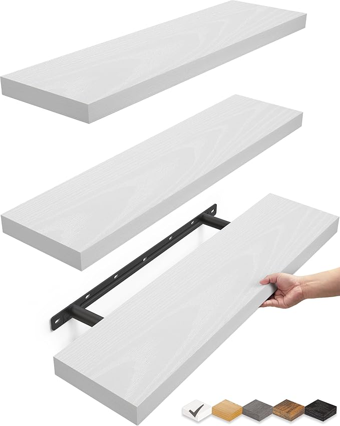 BAYKA White Floating Shelves 22.5in, Wall Mounted by Bayka