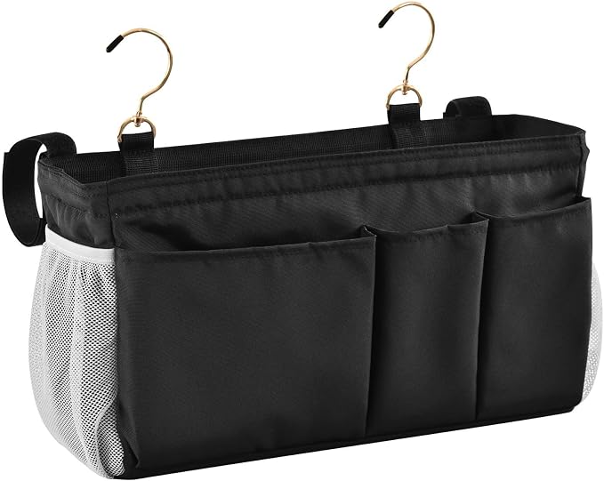 DOMIKING Black Bedside Caddy for Dorm Bed Recliner Armrest Organizer by DOMIKING
