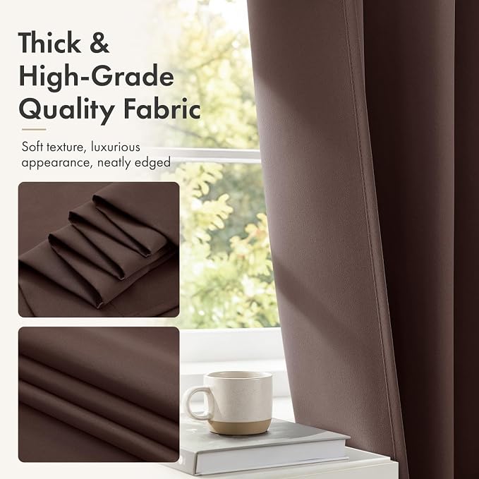 MIULEE Set of 4 Dark Brown 45 Inch Short Blackout Kitchen Window Curtains | - Image 6