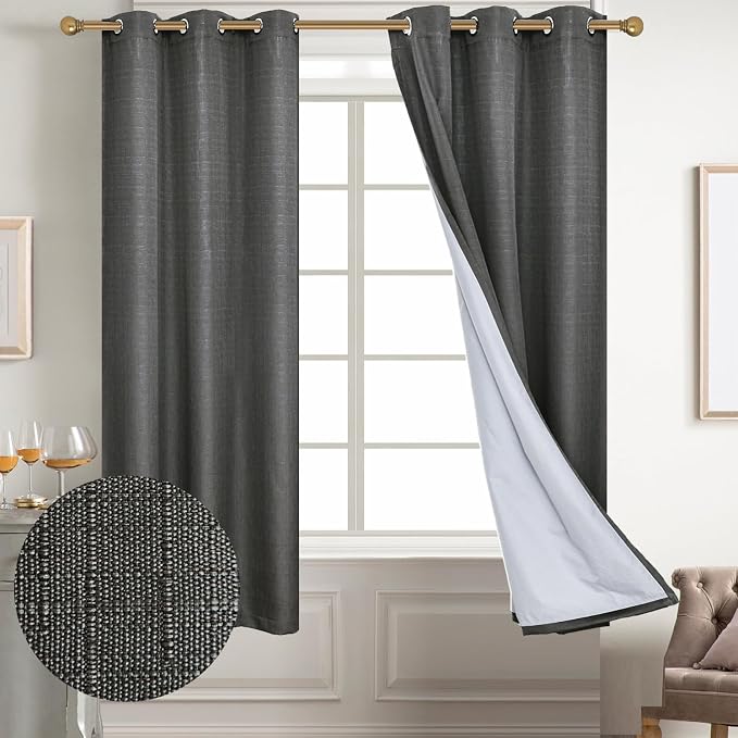 Diraysid 100% Blackout Curtains Dark Gray Linen Curtains by Diraysid%2C+refresh+your+life