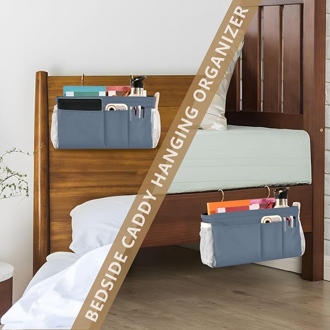 DOMIKING Dusty Blue Bedside Caddy - Image 7