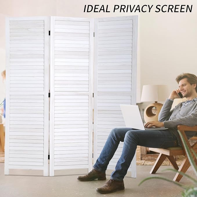 BLKMTY Room Divider 3 Panel Privacy Screen Folding Screen 5.6ft Tall Wood - Image 6
