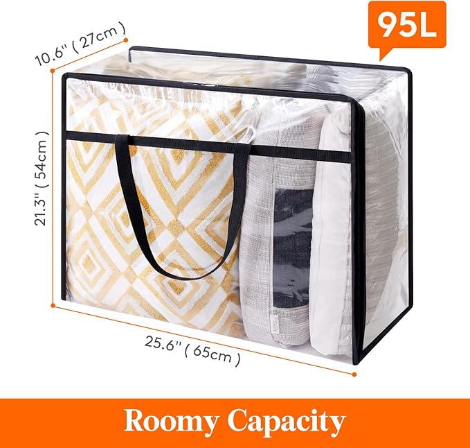 Lifewit 3 Pack Clear Clothes Storage Bags, 95L Plastic Blanket Storage Bag - Image 4