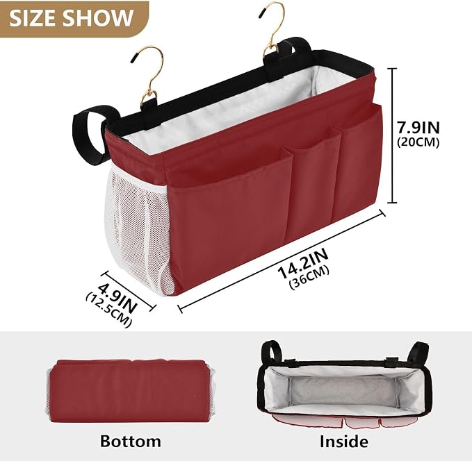 DOMIKING Wine Red Bedside Caddy - Image 4