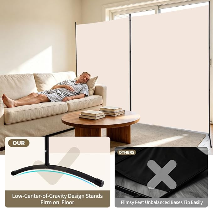 Extra-Wide 2 Panel Room Divider, Portable Privacy Screen - Image 5