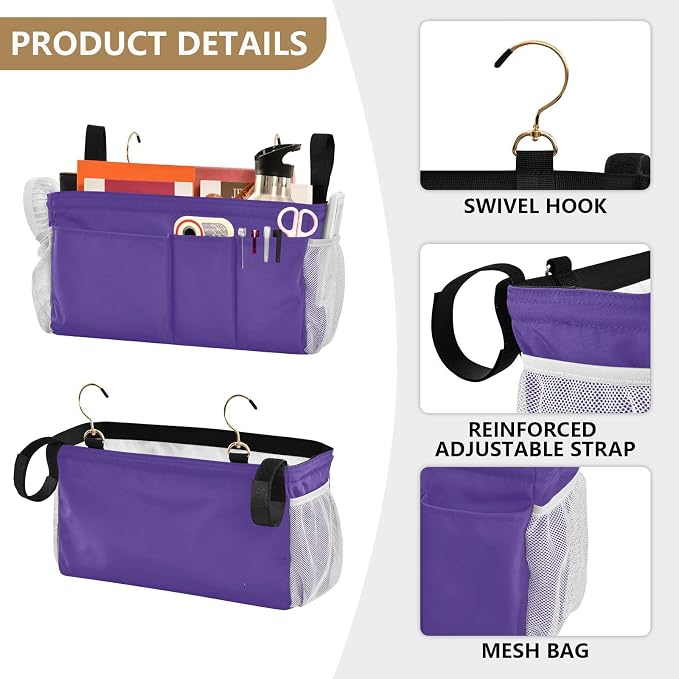 DOMIKING Dark Purple Bedside Caddy - Image 5