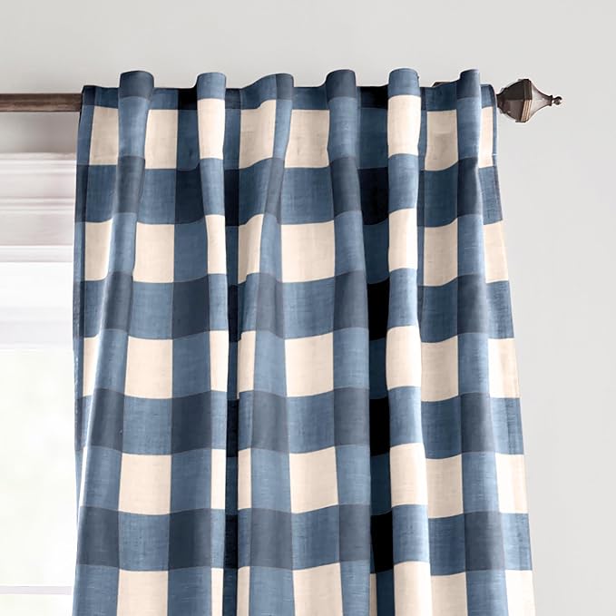Grainger Rod Pocket Back Tab Window Curtain Panel, Indigo - Image 3