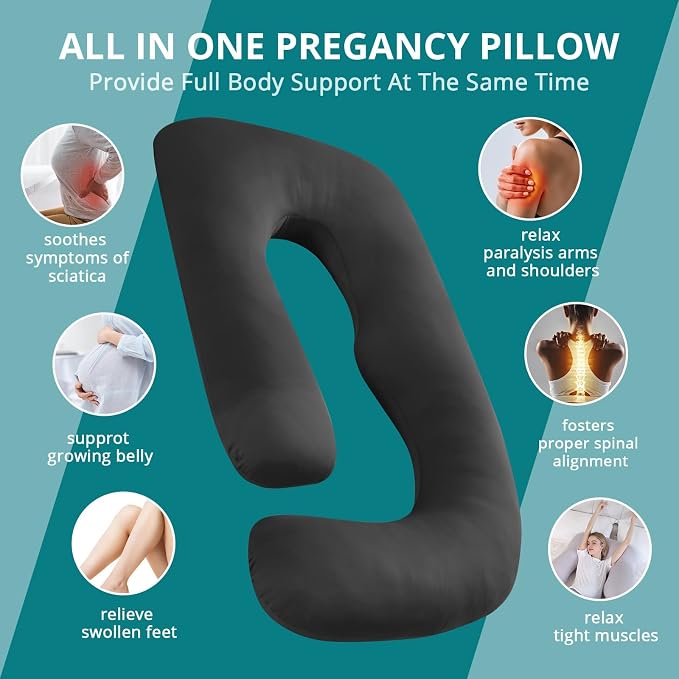 Cooling Pregnancy Pillows for Sleeping, Down Alternative, Removable Cover - Image 7