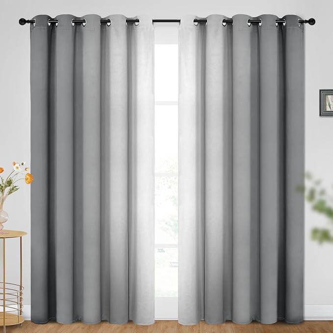 SimpleHome Ombre Grey to Grey White Curtains by SimpleHome