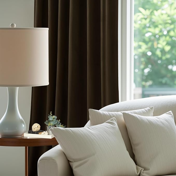 Brown Velvet Blackout Curtains 84 Inches - Image 4